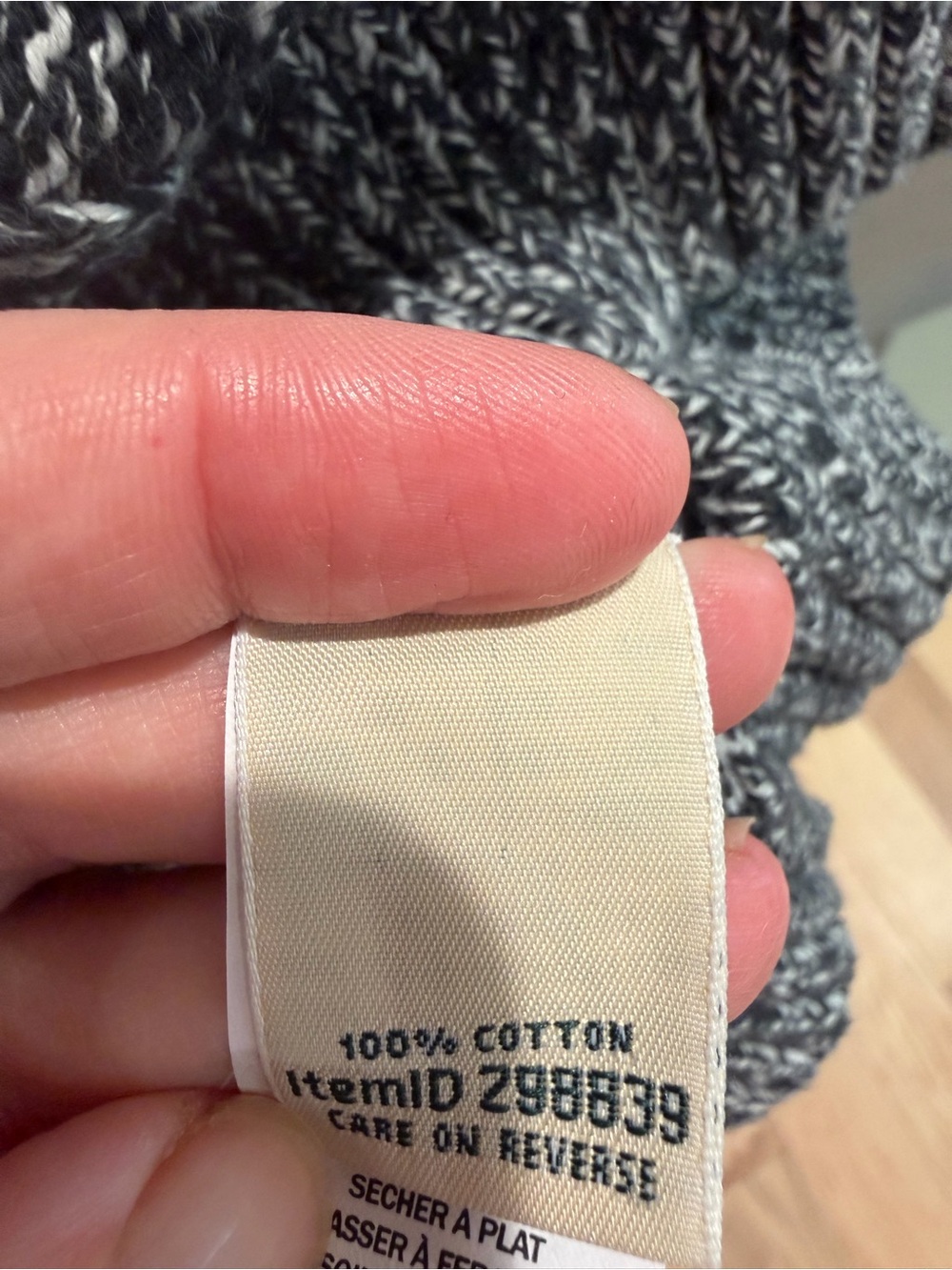 L.L. Bean Women's Black & White Marled Cable Crewneck Sweater - Picture 3 of 6